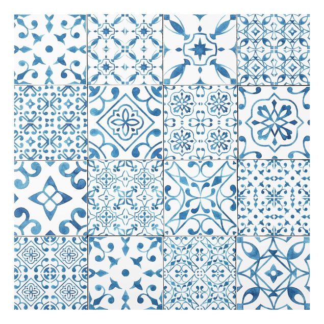 Paraschizzi in vetro - Pattern Tiles Blue White