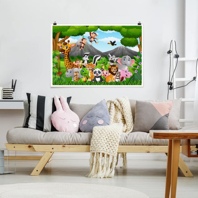 Poster cameretta bambini animali Animali selvatici della giungla