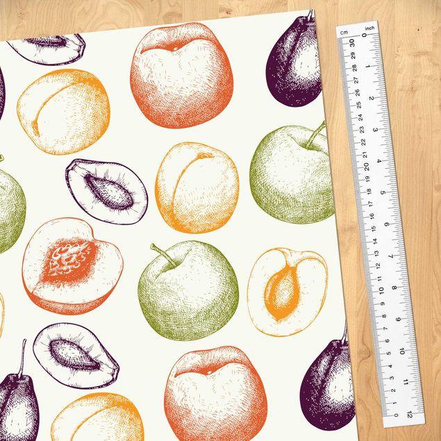 Carta Adesiva per Mobili - Frutta disegnata a mano disegno per cucina