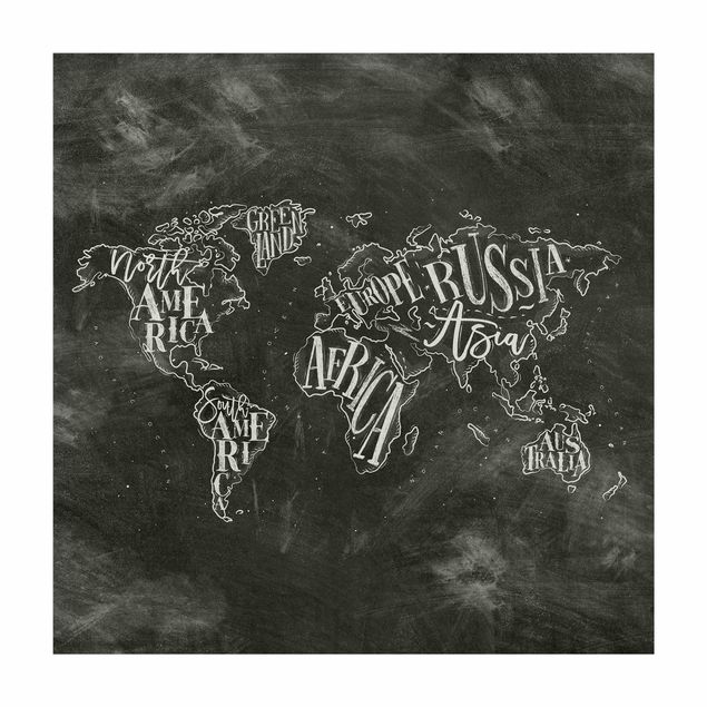 Tappeti bianco e nero Mappa del mondo in gesso