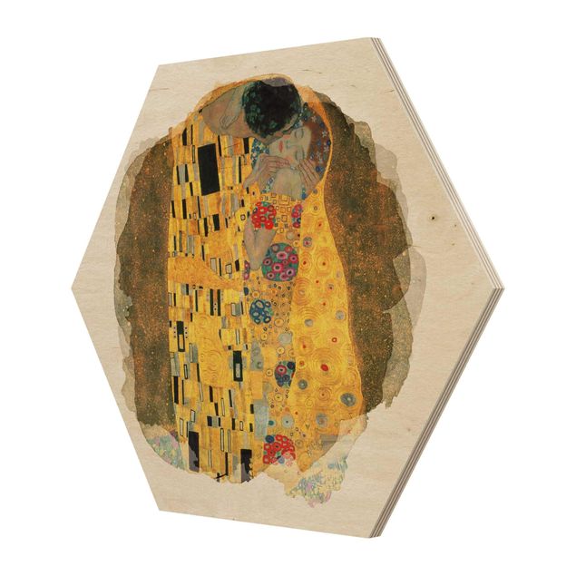 Esagono in legno - Acquarelli - Gustav Klimt - The Kiss