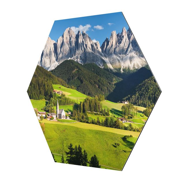 Esagono in Alluminio Dibond - Odle in Alto Adige