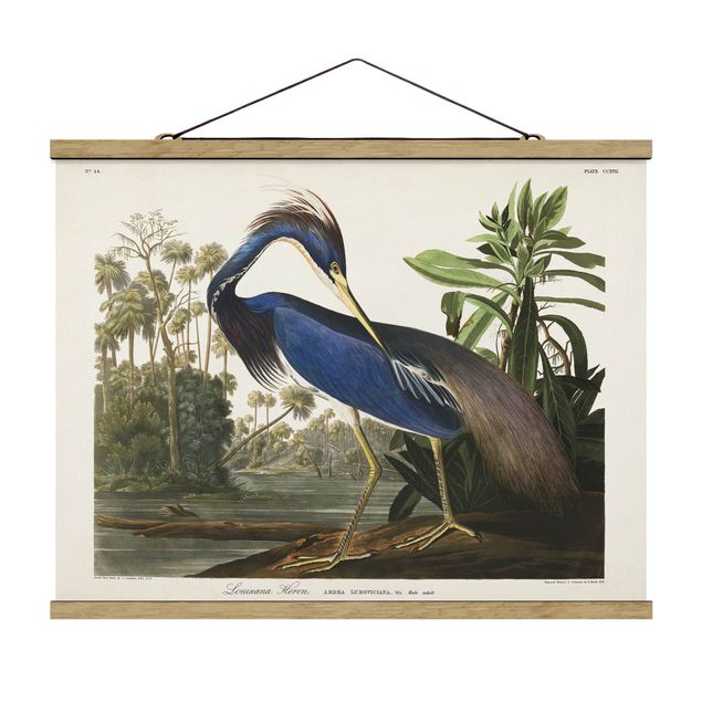 Foto su tessuto da parete con bastone - bordo Vintage Louisiana Heron - Orizzontale 3:4