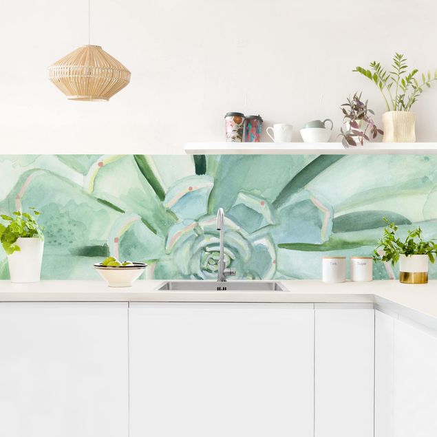Rivestimenti cucina di plastica Pianta succulenta acquerello chiaro
