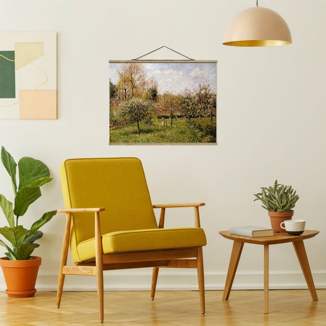 Foto su tessuto da parete con bastone - Camille Pissarro - Primavera in Eragny - Orizzontale 3:4