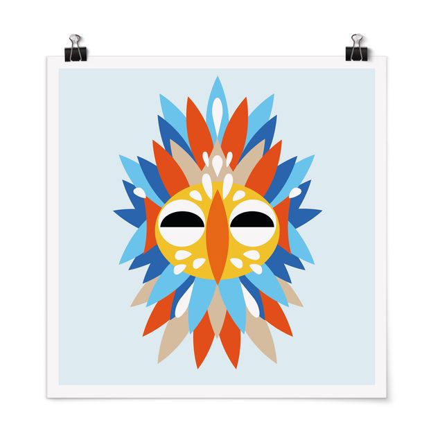 Poster - Collage Mask Ethnic - Parrot - Quadrato 1:1