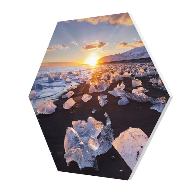 Esagono in forex - Pezzi di ghiaccio Sulla Spiaggia Islanda