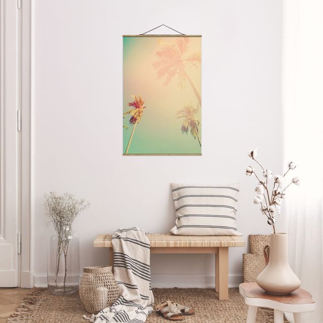 Foto su tessuto da parete con bastone - Piante tropicali palme al tramonto III - Verticale 3:2