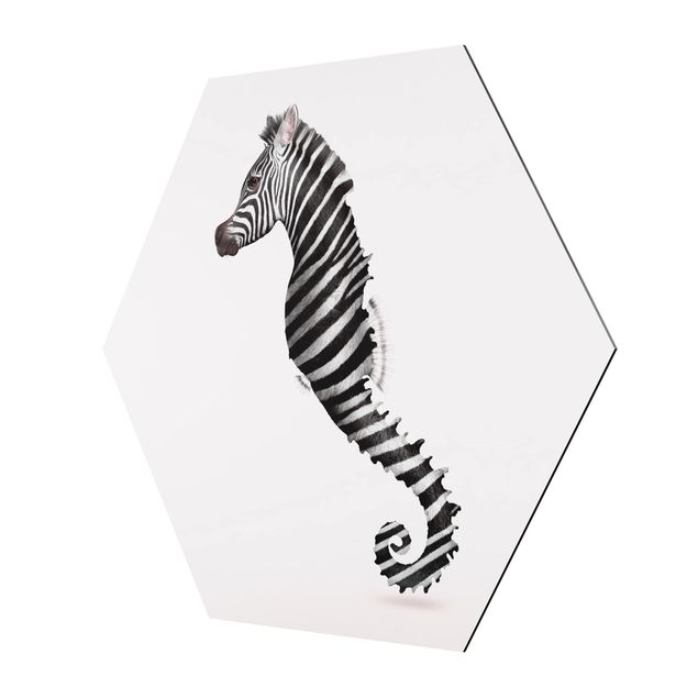 Esagono in Alluminio Dibond - Seahorse Con Zebra Stripes