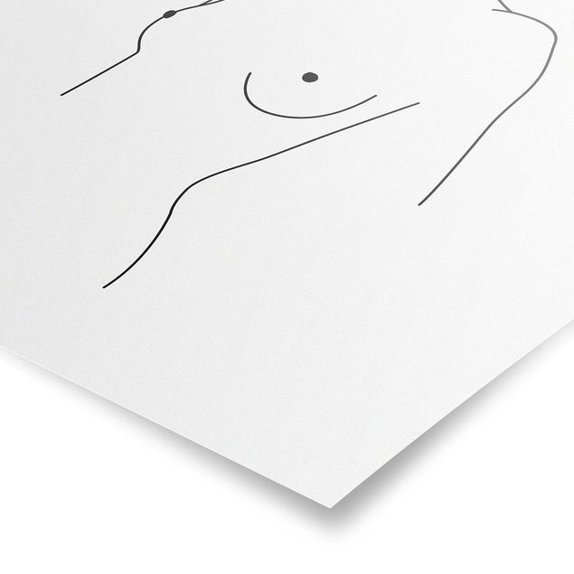 Poster - Line Art Nudo Busto donna Bianco e nero - Quadrato 1:1