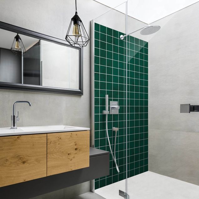Rivestimenti per doccia verde Piastrelle di cemento a mosaico - Verde