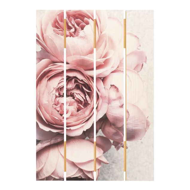 Stampa su legno - Pink Peony fiori pastello misera - Verticale 3:2