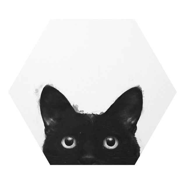 Esagono in forex - Illustrazione pittura Gatto nero su bianco