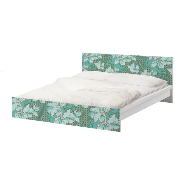 Carta adesiva per mobili IKEA - Malm Letto basso 140x200cm Oriental floral pattern
