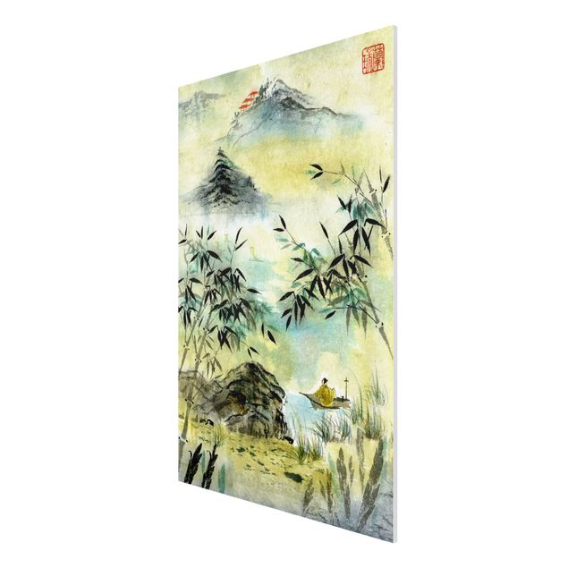 Stampa su Forex - Giapponese disegno ad acquerello Bamboo Forest - Verticale 3:2