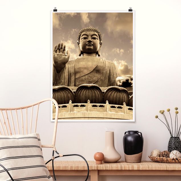 poster vintage originali Grande Buddha in seppia