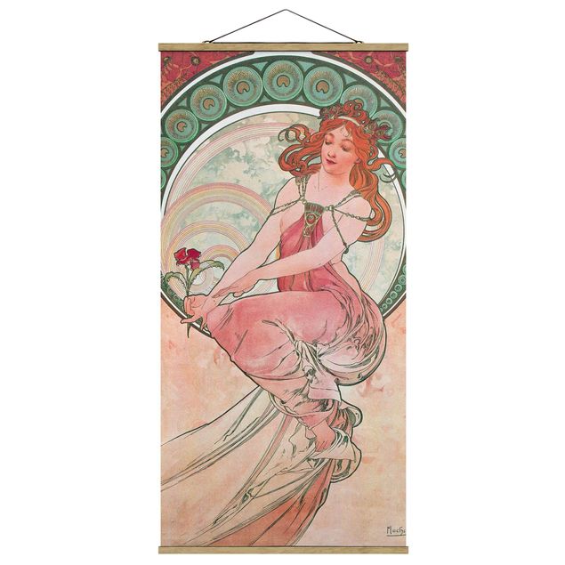 Quadro su tessuto con stecche per poster - Alfons Mucha - Quattro arti - Pittura - Verticale 2:1