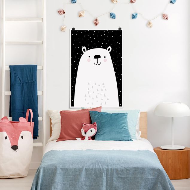 Poster illustrazioni Zoo con schemi - Orso polare