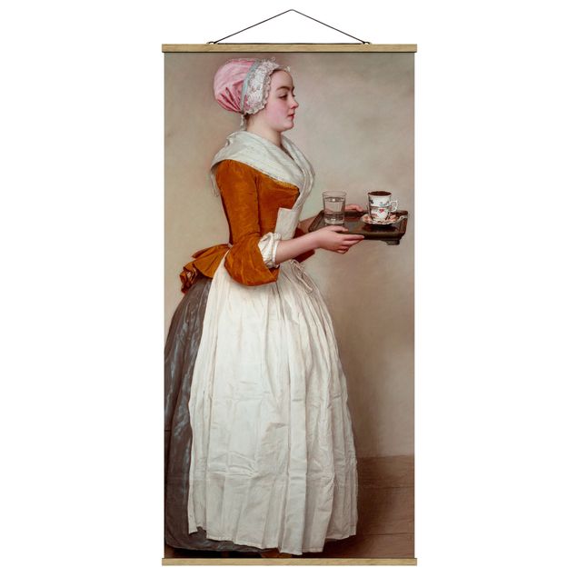 Quadro su tessuto con stecche per poster - Jean Etienne Liotard - La ragazza del cioccolato - Verticale 2:1