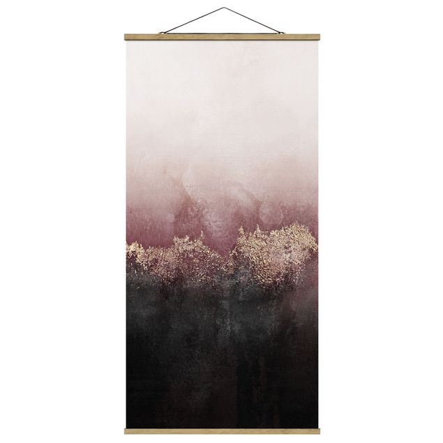 Quadro su tessuto con stecche per poster - Elisabeth Fredriksson - Alba Dorata Rosa - Verticale 2:1