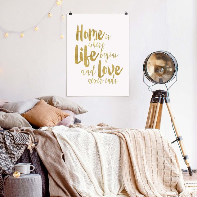 Poster - La casa è dove Life Begins oro - Verticale 4:3