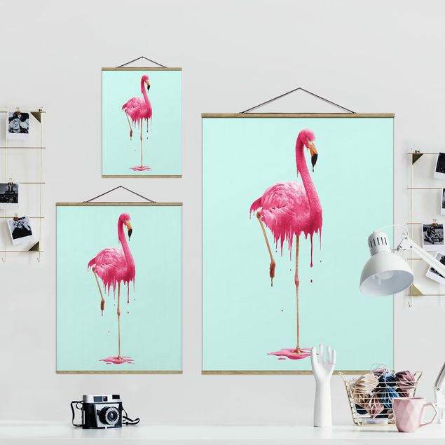 Foto su tessuto da parete con bastone - Melting Flamingo - Verticale 4:3