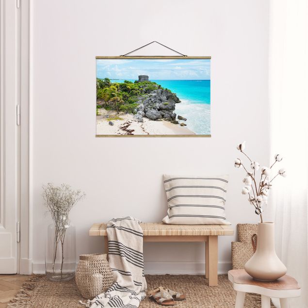 Foto su tessuto da parete con bastone - Rovine Costa caraibica di Tulum - Orizzontale 2:3