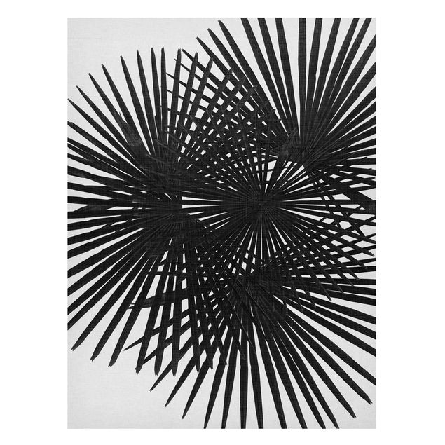 Lavagna magnetica nero Foglie di palma in bianco e nero