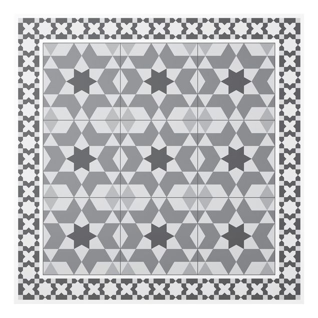 Paraschizzi in vetro - Piastrelle geometriche caleidoscopio grigio con bordi - Quadrato 1:1