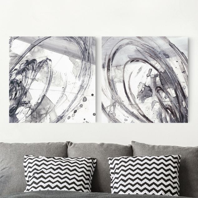 quadro astratto moderno Sonar, bianco e nero - Set I