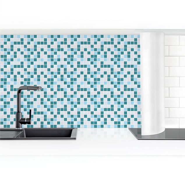 rivestimento cucina moderna Piastrelle mosaico blu turchese