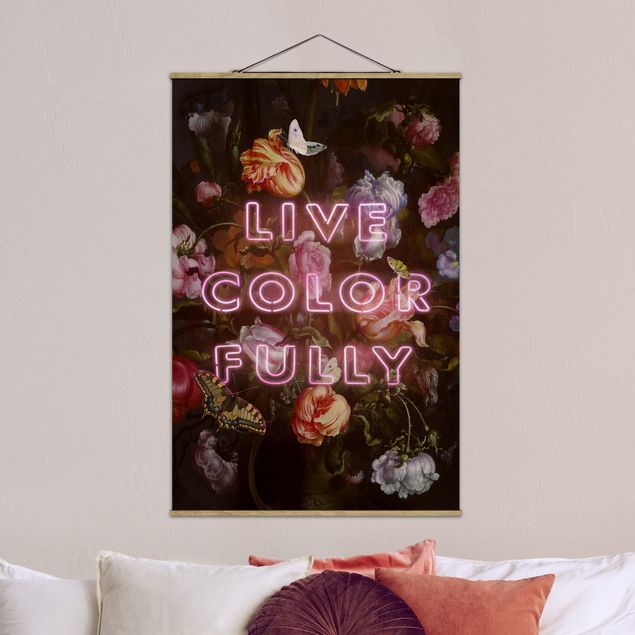Foto su tessuto da parete con bastone - live Colorfully - Verticale 3:2