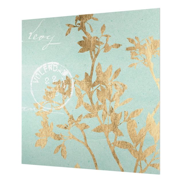 Paraschizzi in vetro - Golden Leaves On Turquoise II