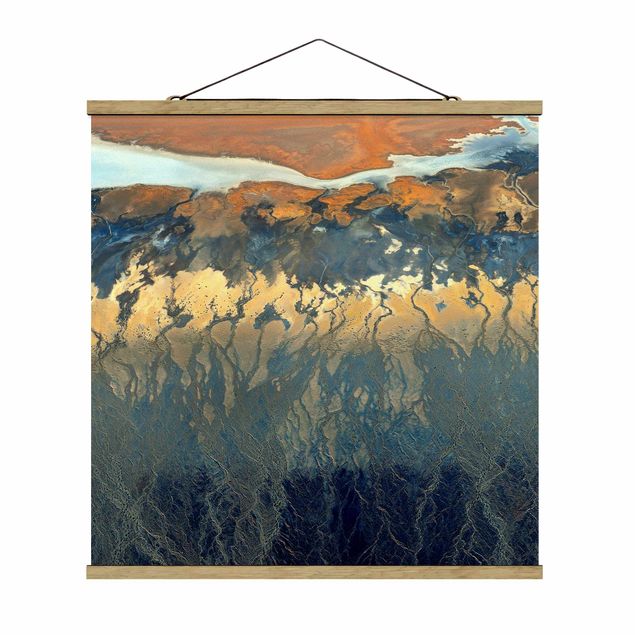Quadro su tessuto con stecche per poster - California From The Air - Quadrato 1:1