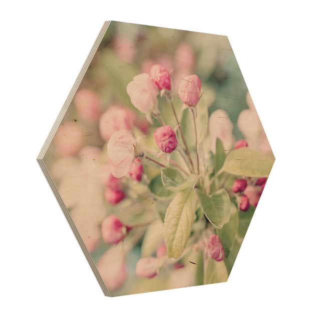 Esagono in legno - Apple Blossom rosa bokeh