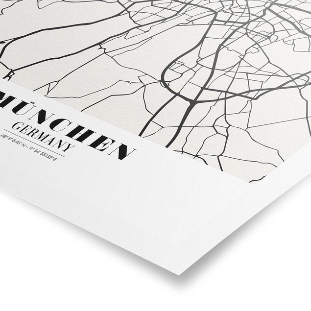 Poster - Mappa di Monaco di Baviera - Classic - Verticale 4:3