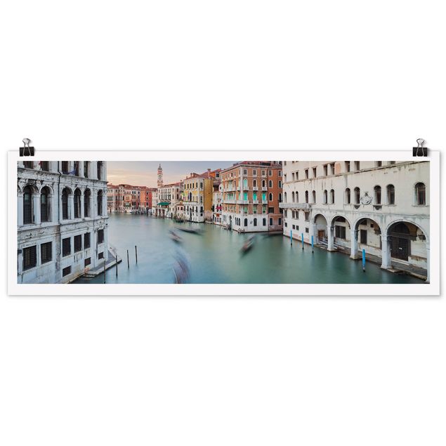 Poster - Vista Canal Grande dal Ponte di Rialto di Venezia - Panorama formato orizzontale