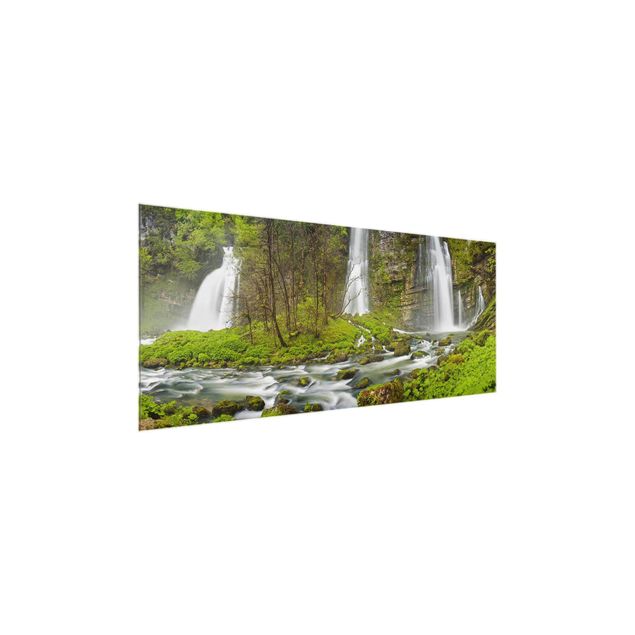 Quadro in vetro - Waterfalls Cascade De Flumen - Panoramico