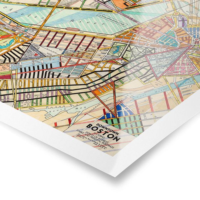 Poster - Mappa Moderno Boston - Quadrato 1:1