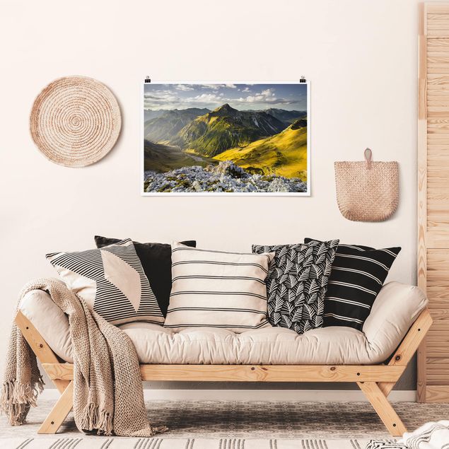 Poster - Montagne e valle delle Alpi Lechtal in Tirolo - Orizzontale 2:3