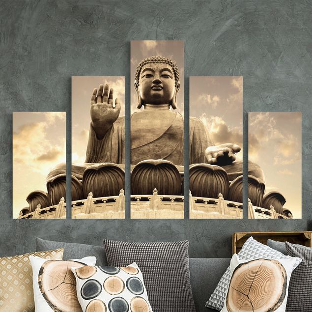 Stampa su tela vintage Grande Buddha in seppia