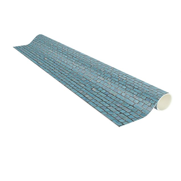 Tappeti 3d Carta da parati effetto mattoni e piastrelle in blu turchese