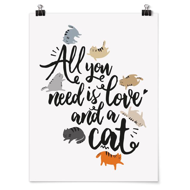 Poster - All You Need Is Love e un gatto - Verticale 4:3