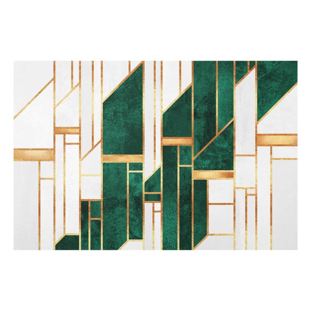 Paraschizzi in vetro - Geometria in smeraldo e oro - Formato orizzontale 3:2