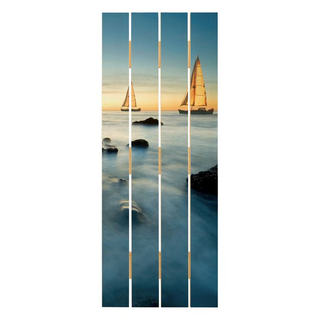 Stampa su legno - Barche a vela in The Ocean - Verticale 5:2