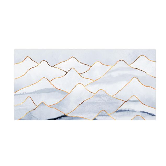 Tappeti bianchi Acquerello Montagne Bianco Oro