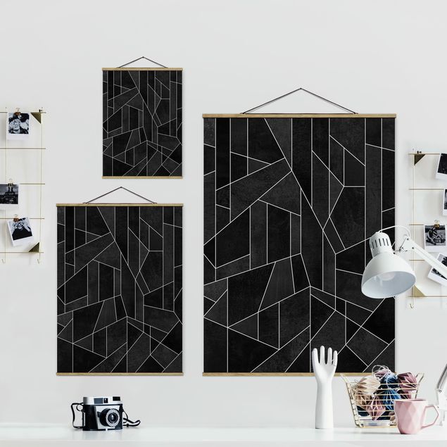Foto su tessuto da parete con bastone - Elisabeth Fredriksson - Bianco e nero geometrico Acquarello - Verticale 4:3