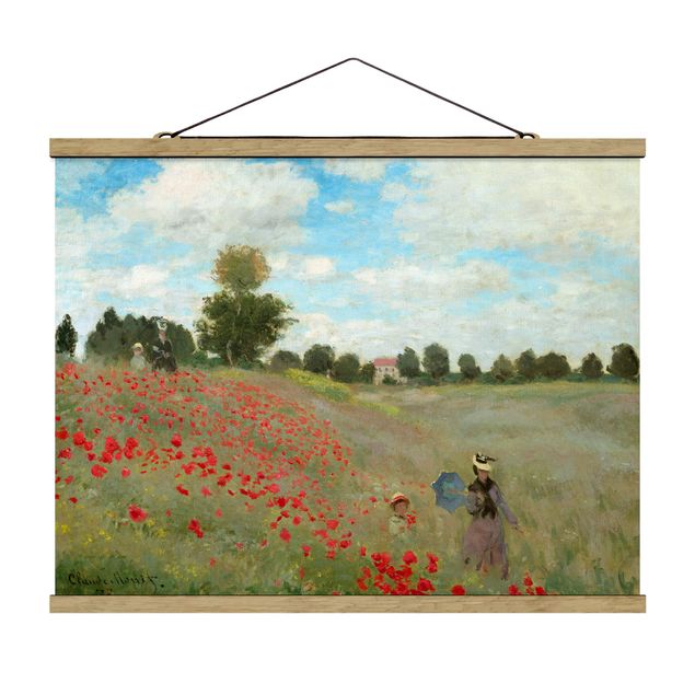 Foto su tessuto da parete con bastone - Claude Monet - Campo di papaveri A Argenteuil - Orizzontale 3:4