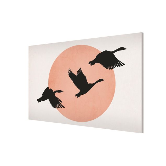 Lavagna magnetica - Uccelli davanti al sole rosa III