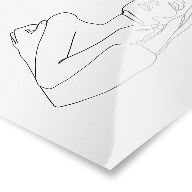 Poster - Line Art Torso della donna Bianco e nero - Quadrato 1:1